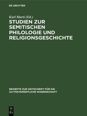 cover image of Studien zur semitischen Philologie und Religionsgeschichte
